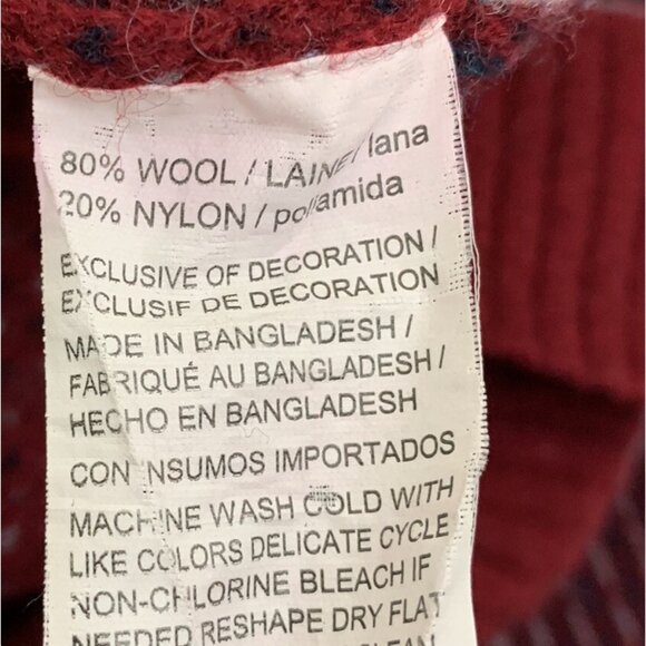 Size Large Sweater Wool Blend Red Blue Long Sleeve Pullover Original Penguin - Picture 5 of 5